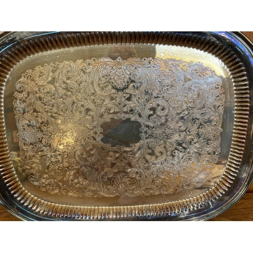 52 - A Large Old Two-Handled Silvercraft Sheffield Engraved Serving Tray (57 x 35cm)