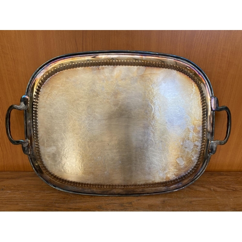 52 - A Large Old Two-Handled Silvercraft Sheffield Engraved Serving Tray (57 x 35cm)