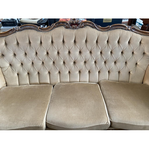 56 - Vintage Classical French Style Hand Crafted Button Back 3-Seat Sofa with 3 Armchairs Upholstered in ... 