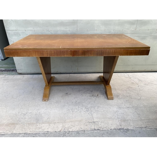 585 - Vintage Art Deco Dining Table Believed to Be Walnut (Project Piece - 156 W. x 74 D. x 78cm H.)