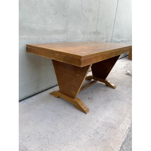 585 - Vintage Art Deco Dining Table Believed to Be Walnut (Project Piece - 156 W. x 74 D. x 78cm H.)