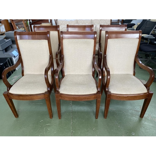 593 - x6 Wooden Upholstered in Velour Fabric Dining Armchairs