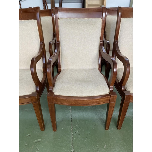 593 - x6 Wooden Upholstered in Velour Fabric Dining Armchairs