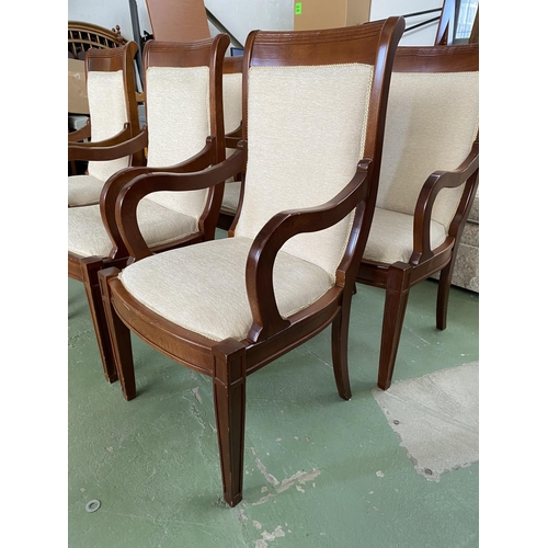 593 - x6 Wooden Upholstered in Velour Fabric Dining Armchairs