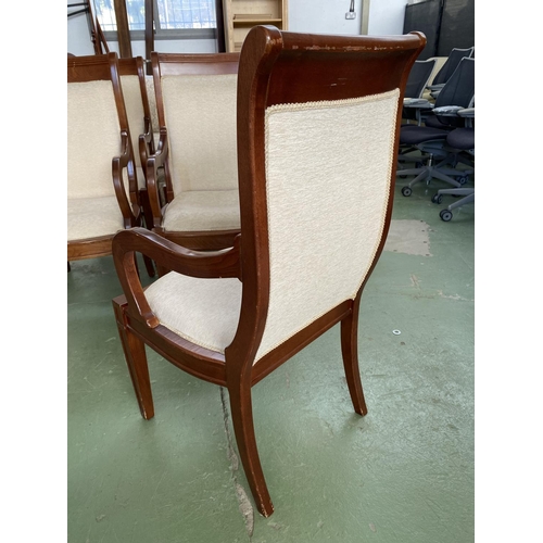 593 - x6 Wooden Upholstered in Velour Fabric Dining Armchairs