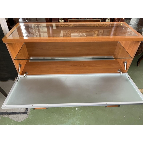 596 - Glass Top Lighted Display Cabinet/Bar Unit with 2 Bottom (Spirits) Storage Drawers (130 W. x 45 D. x... 