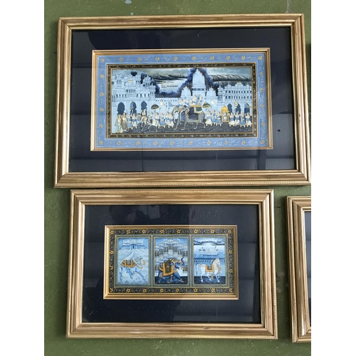 602 - x4 Indian Art Hand Made Framed Artworks