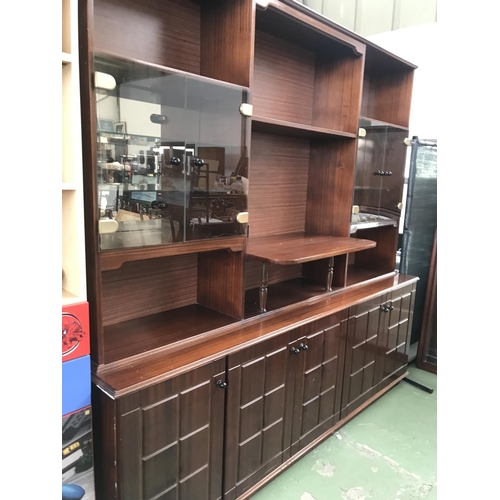 605 - Very Large Vintage Mahogany Cabinet/Display Unit/TV Stand (216 W. x 50 D. x 210cm H.)