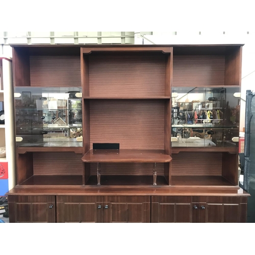 605 - Very Large Vintage Mahogany Cabinet/Display Unit/TV Stand (216 W. x 50 D. x 210cm H.)