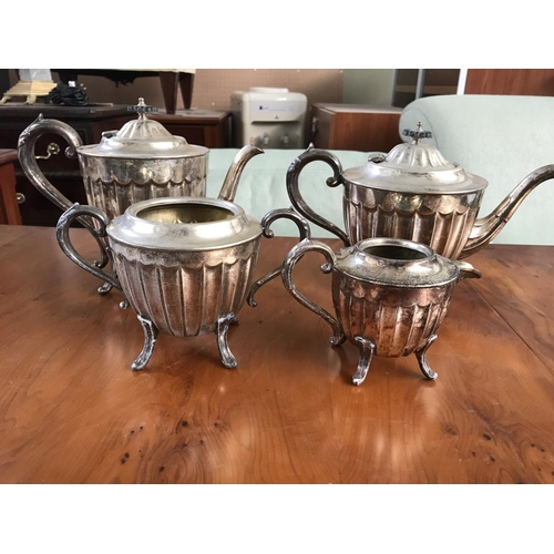 611 - Set of 4-Piece Vintage Silver Plated Tea Set