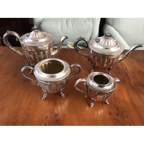 611 - Set of 4-Piece Vintage Silver Plated Tea Set