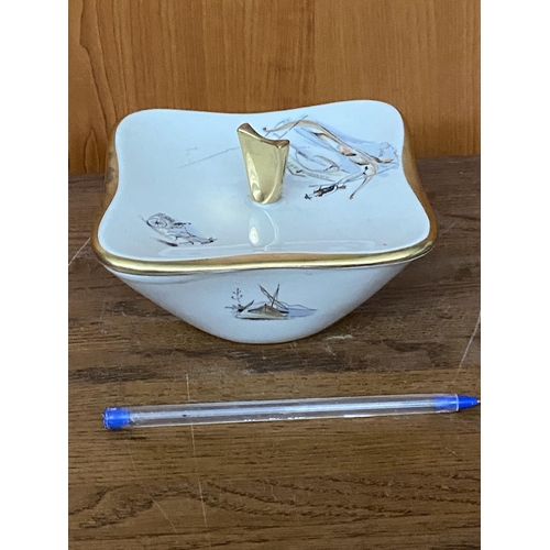 Vintage 1950's Alka Kunst Bavaria Porcelain Rialto Scene Trinket Box