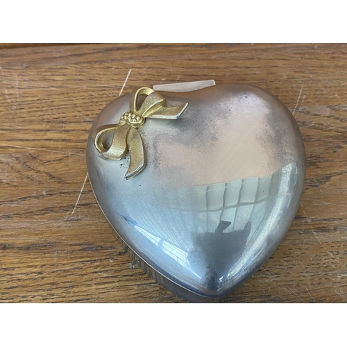 65 - Silver Plated Heart Shaped Jewelry Box