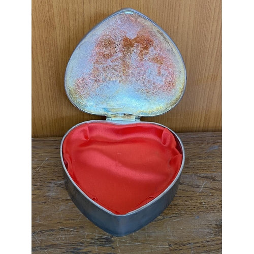 65 - Silver Plated Heart Shaped Jewelry Box