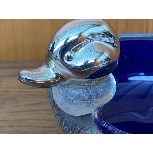 106 - 'Vetri' Murano Cobalt Large Art Glass Duck Ornament /Candy Dish - Taken Back on 27/11/2023