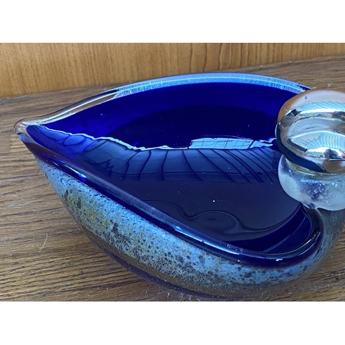 106 - 'Vetri' Murano Cobalt Large Art Glass Duck Ornament /Candy Dish - Taken Back on 27/11/2023