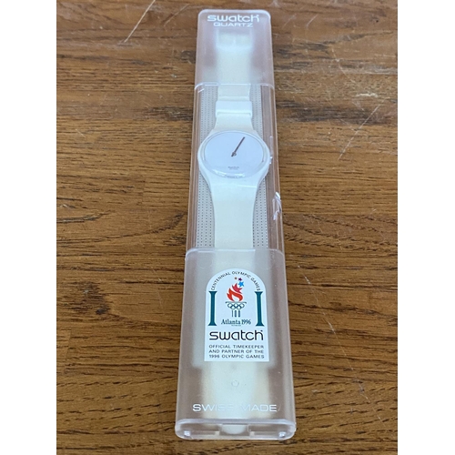 172 - Swatch Quartz White Watch - Atlanta 1996 Olympics (Unused)