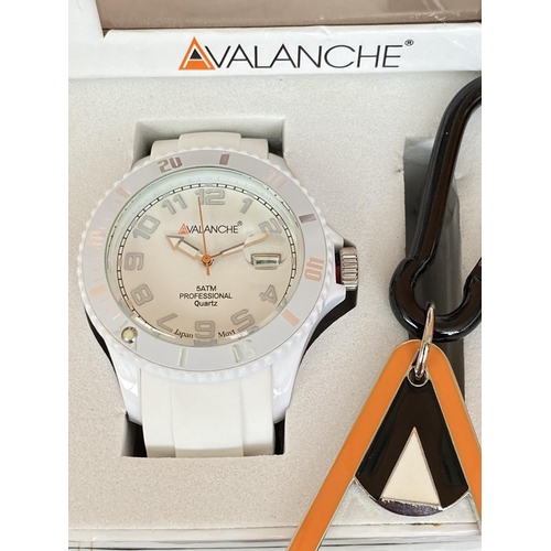 188 - Avalanche White Watch with Key Ring in Box (Unused)