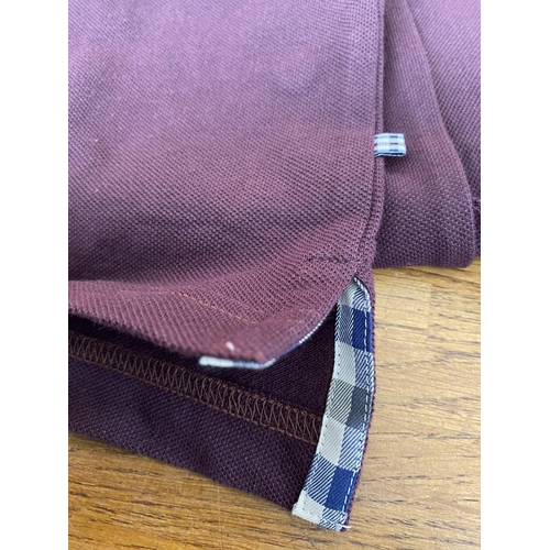 60 - Aquascutum London Men's Long Sleeve Polo Shirt, Dark Burgundy/Purple Colour, Size S (Unused)