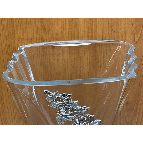 89 - Large Glass Vase with Silver Details (33cm H.)