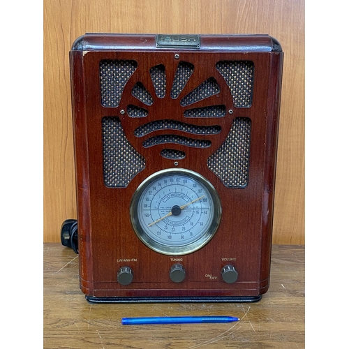 160 - Vintage Reproduction Bush Sunrise Radio  R702 Mahogany Case Art Deco Mid Century - Working