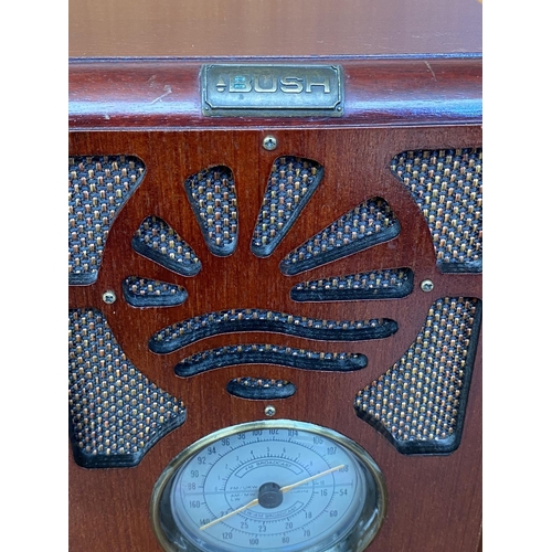 160 - Vintage Reproduction Bush Sunrise Radio  R702 Mahogany Case Art Deco Mid Century - Working