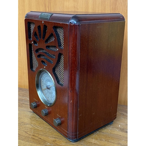 160 - Vintage Reproduction Bush Sunrise Radio  R702 Mahogany Case Art Deco Mid Century - Working