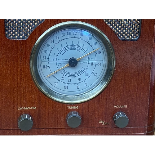 160 - Vintage Reproduction Bush Sunrise Radio  R702 Mahogany Case Art Deco Mid Century - Working