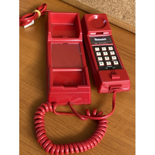 176 - Vintage Betacom Red Wall Telephone