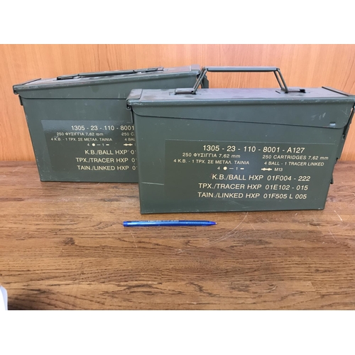 92 - x2 Vintage Military Metal Boxes