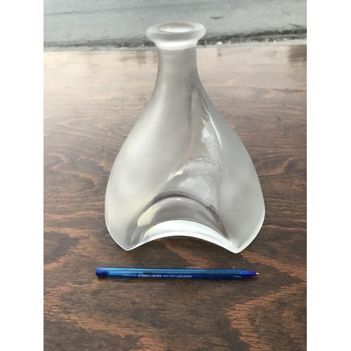 161 - Modern Heavy Frosted Clear Glass Wine Decanter