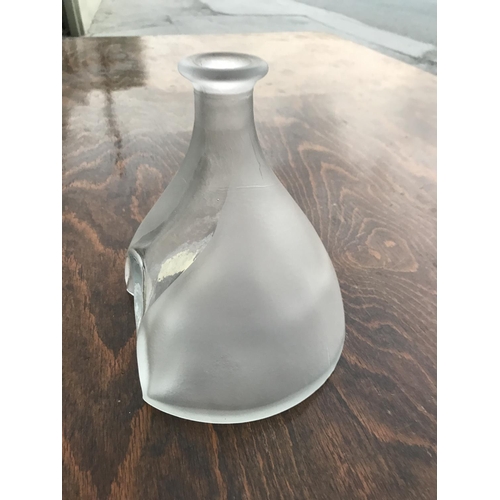 161 - Modern Heavy Frosted Clear Glass Wine Decanter