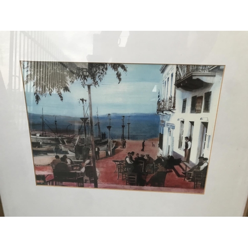 192 - Greek Island Themed Framed Depiction (53 x 64cm)