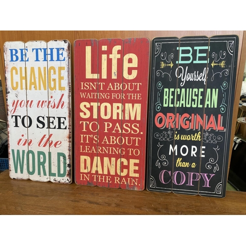 208 - x3 Inspirational Quotes Wooden Signs (30 x 60cm/each)