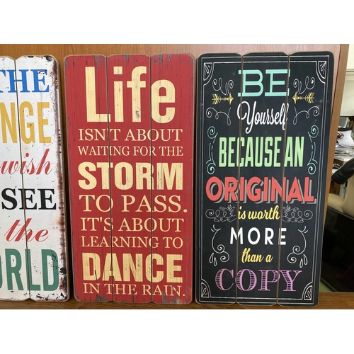 208 - x3 Inspirational Quotes Wooden Signs (30 x 60cm/each)