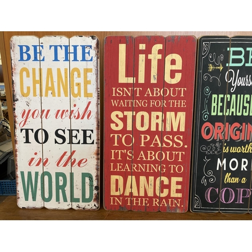 208 - x3 Inspirational Quotes Wooden Signs (30 x 60cm/each)