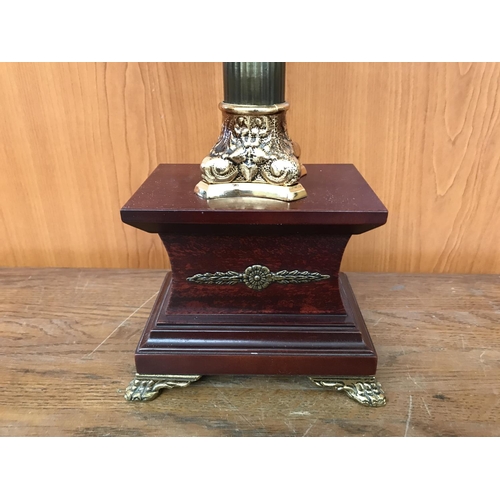 164 - Brass and Wood Decorative Candelabra Candle Holder