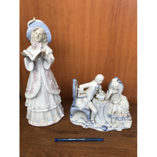 598 - x2 Victorian Era Themed Porcelain Figurines