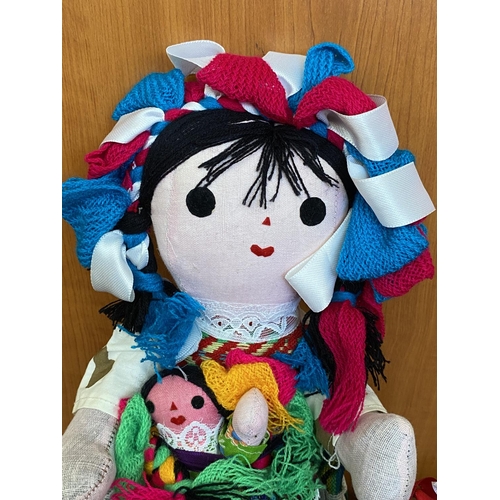 50 - Traditional Mexican Hand Crafted Rag Colourful Dolls with Tight Staffed Face - Mother with Children ... 