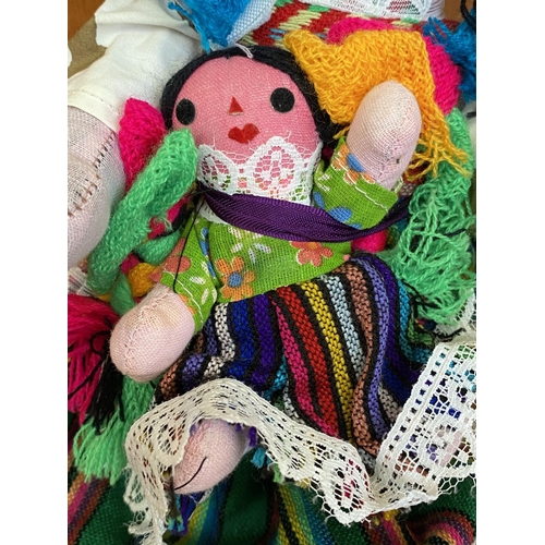 50 - Traditional Mexican Hand Crafted Rag Colourful Dolls with Tight Staffed Face - Mother with Children ... 