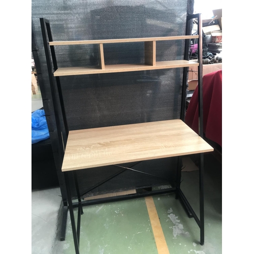 619 - Metal Desk with Wooden Top and Top Shelves (Unused)