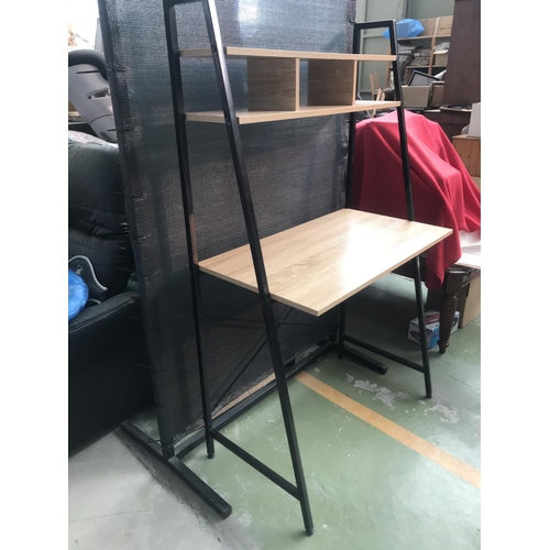 619 - Metal Desk with Wooden Top and Top Shelves (Unused)