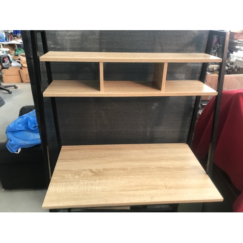 619 - Metal Desk with Wooden Top and Top Shelves (Unused)