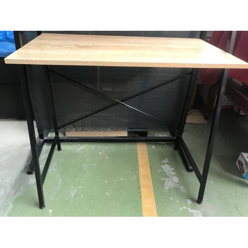 619 - Metal Desk with Wooden Top and Top Shelves (Unused)