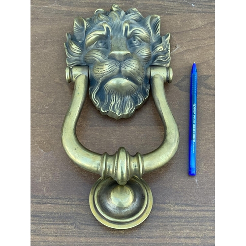 1 - Vintage Solid Brass Large Lion Head Door Knocker