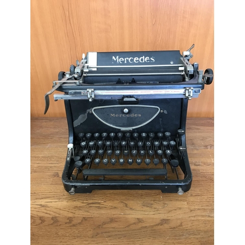 10 - Vintage 1930's Mercedes Cast Iron Typewriter (Basic Check, Working)