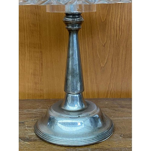 128 - Large Silver Plated Rim Center Piece /Candle Holder (30cm H.)