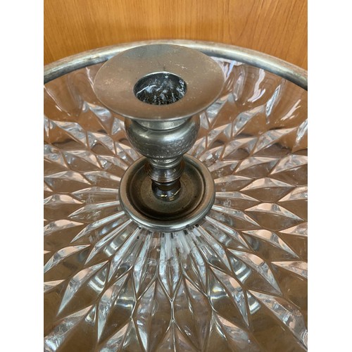 128 - Large Silver Plated Rim Center Piece /Candle Holder (30cm H.)