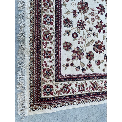 197 - Beige Floral Wool Carpet (225 x 157cm)