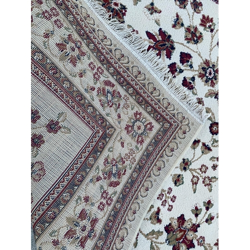 197 - Beige Floral Wool Carpet (225 x 157cm)